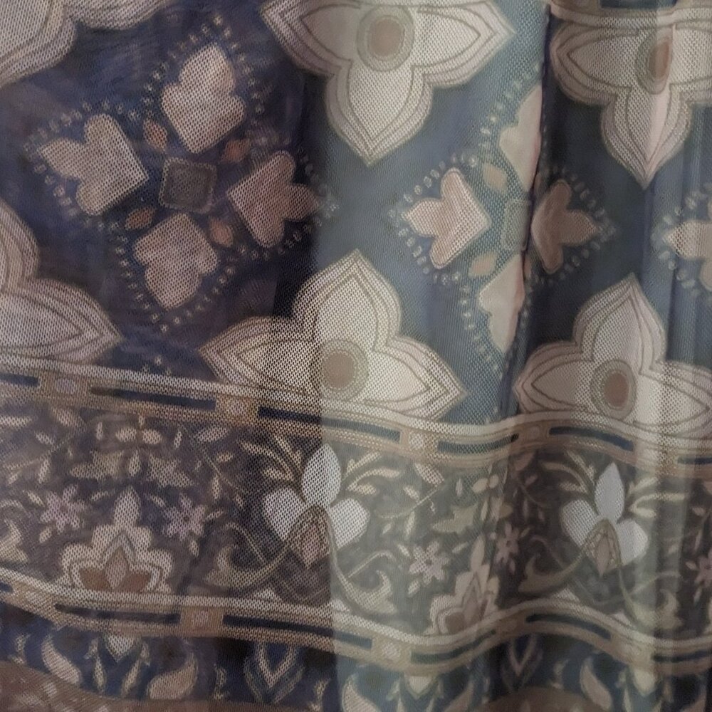 Johnny Was Sheer Boho Maxi Dress in Purple with Red and Gold Accents - Picture 14 of 15